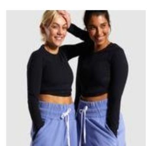 Gymshark x Whitney Simmons Black LS Crop Top